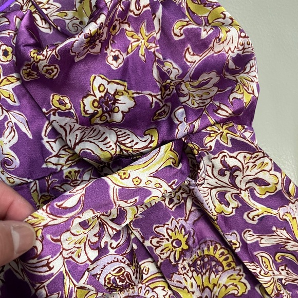 Zara Women’s Satin Effect Lavender Paisley Bow Tie Wrap Midi Dress - Size S - Picture 12 of 15